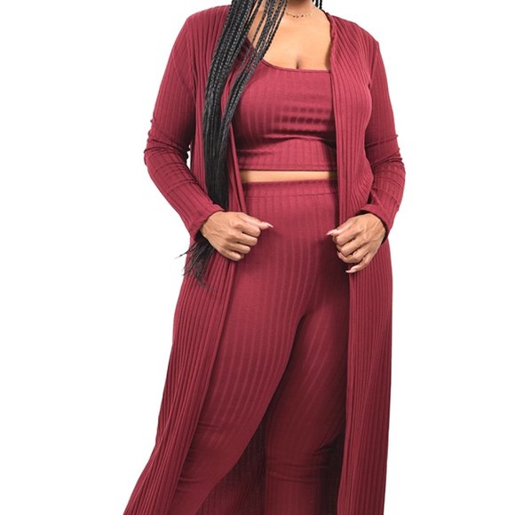 Soleil & Skye Pants - Soleil & Skye Burgundy 3 Piece Leggings Set 1X-3X NEW WITH TAGS